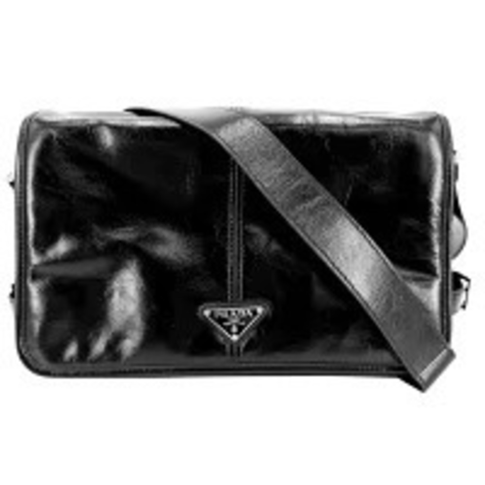 Prada Vitello Daino Leather Messenger Crossbody Bag Black